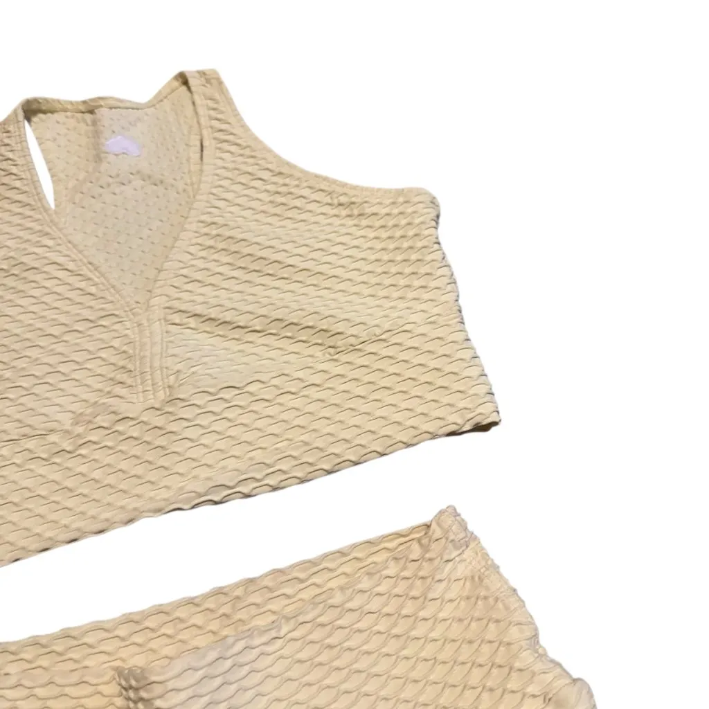Booty by Brabants Creamy Yellow Two Piece Workout Set Athletic Size Small Womens - Image 5