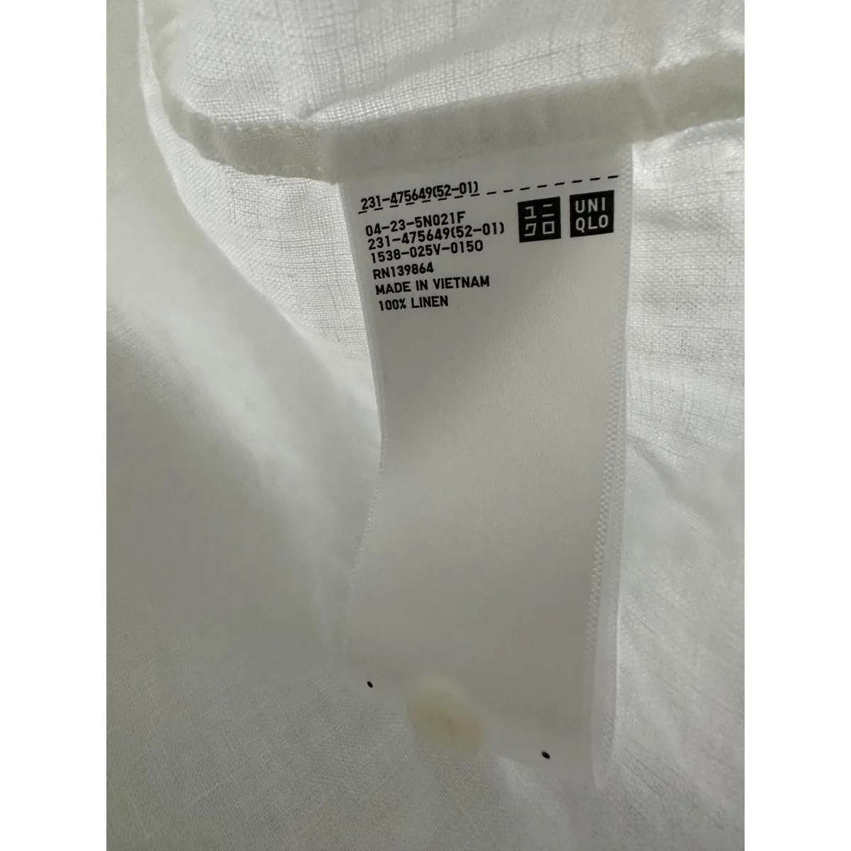 Uniqlo Premium Linen Skipper Collar Shirt White Size Small - Image 4