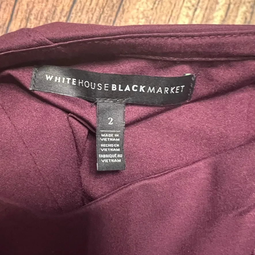 White House Black Market Women's A-Line Knee Length Skirt Size 2 Purple‎ - Image 3