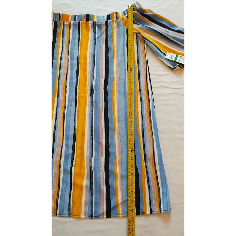 NTW Bar III tricolor striped Off-the-Shoulder Tie Sleeve Dress Size Large - Image 12
