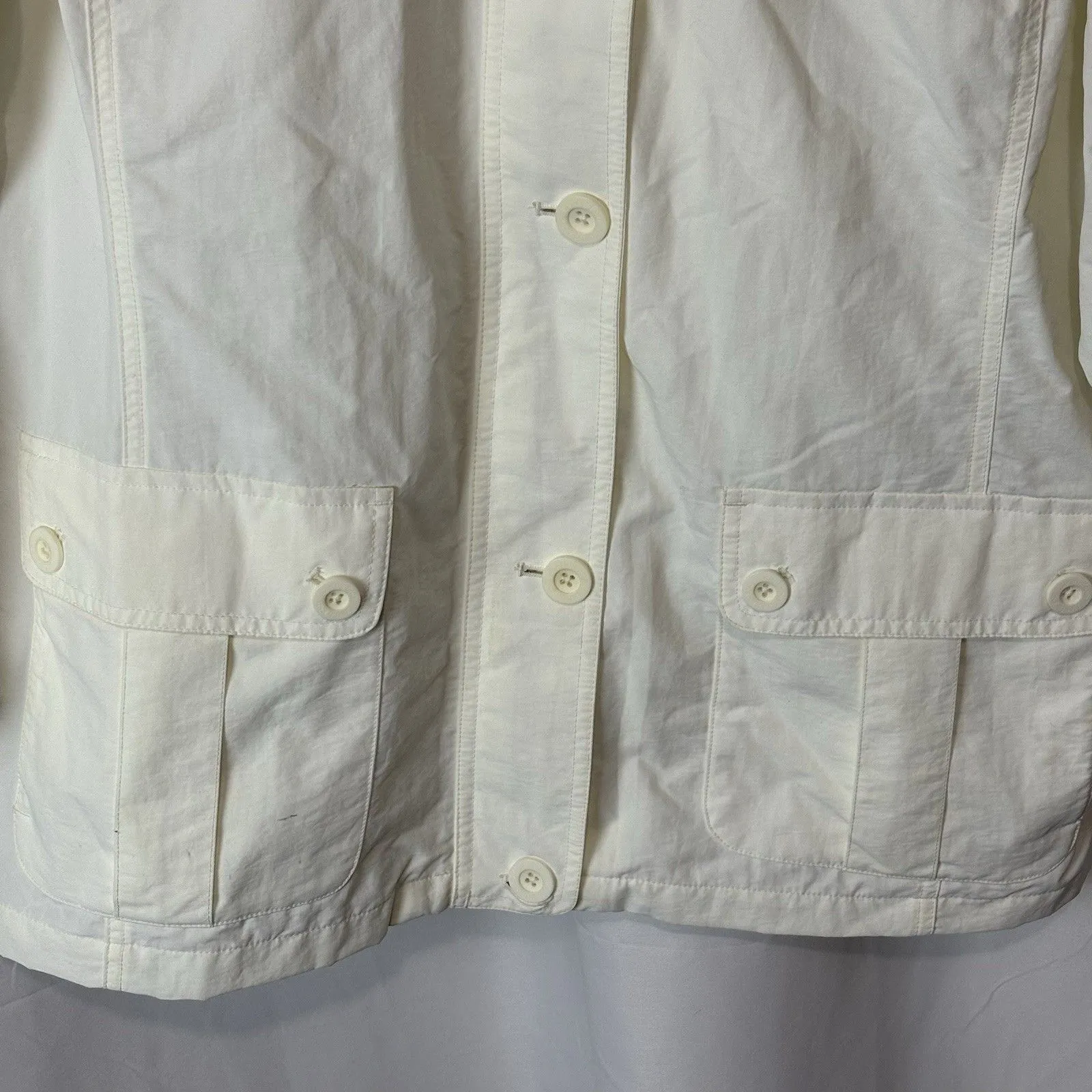 Lands' End Women White Rain Jacket Size 1X 16W 18W Zipper & Button Closure - Image 2