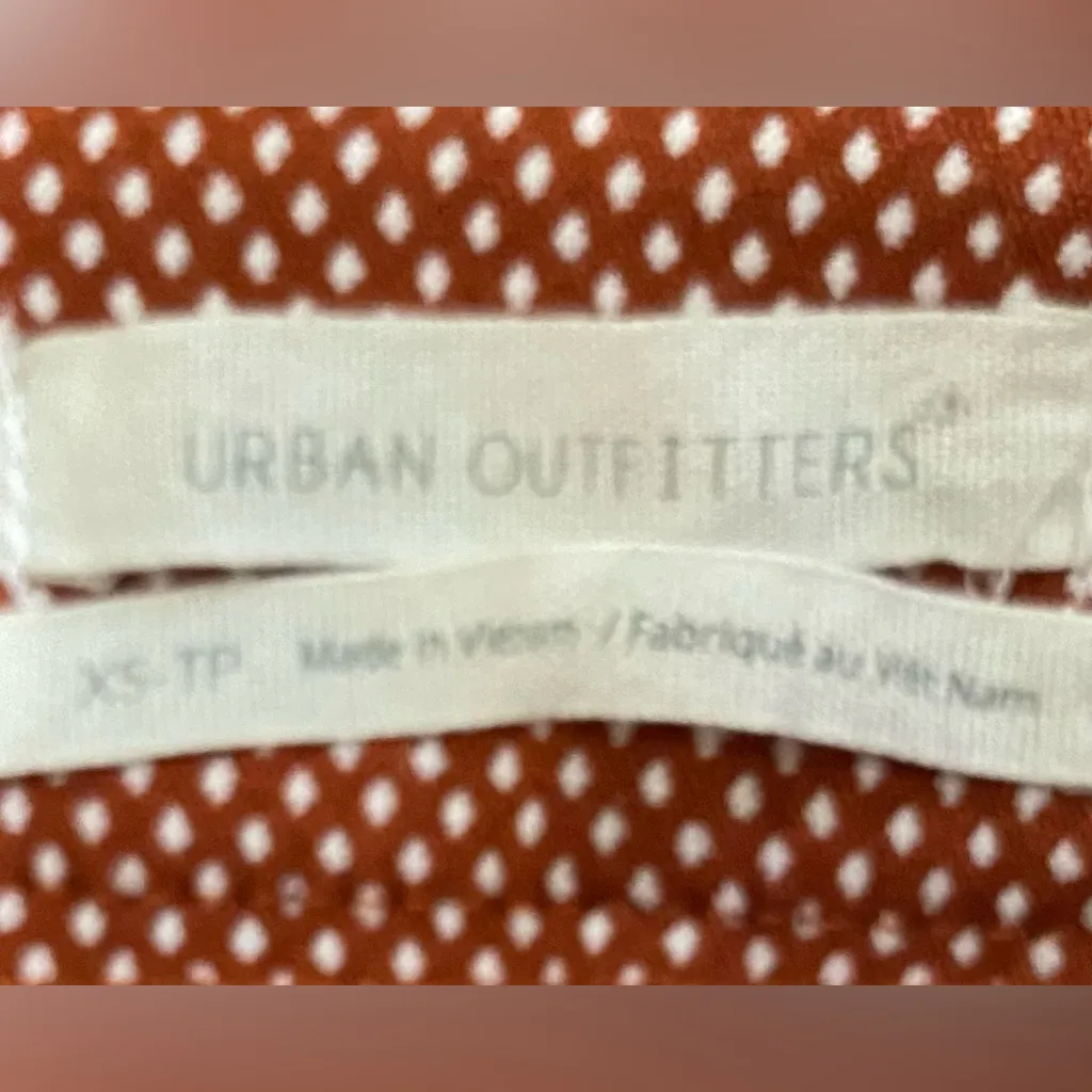 Urban Outfitters Women’s XS Rayon Blend Rust/Cream Polka‎ Dot Ponte Pants - Image 6