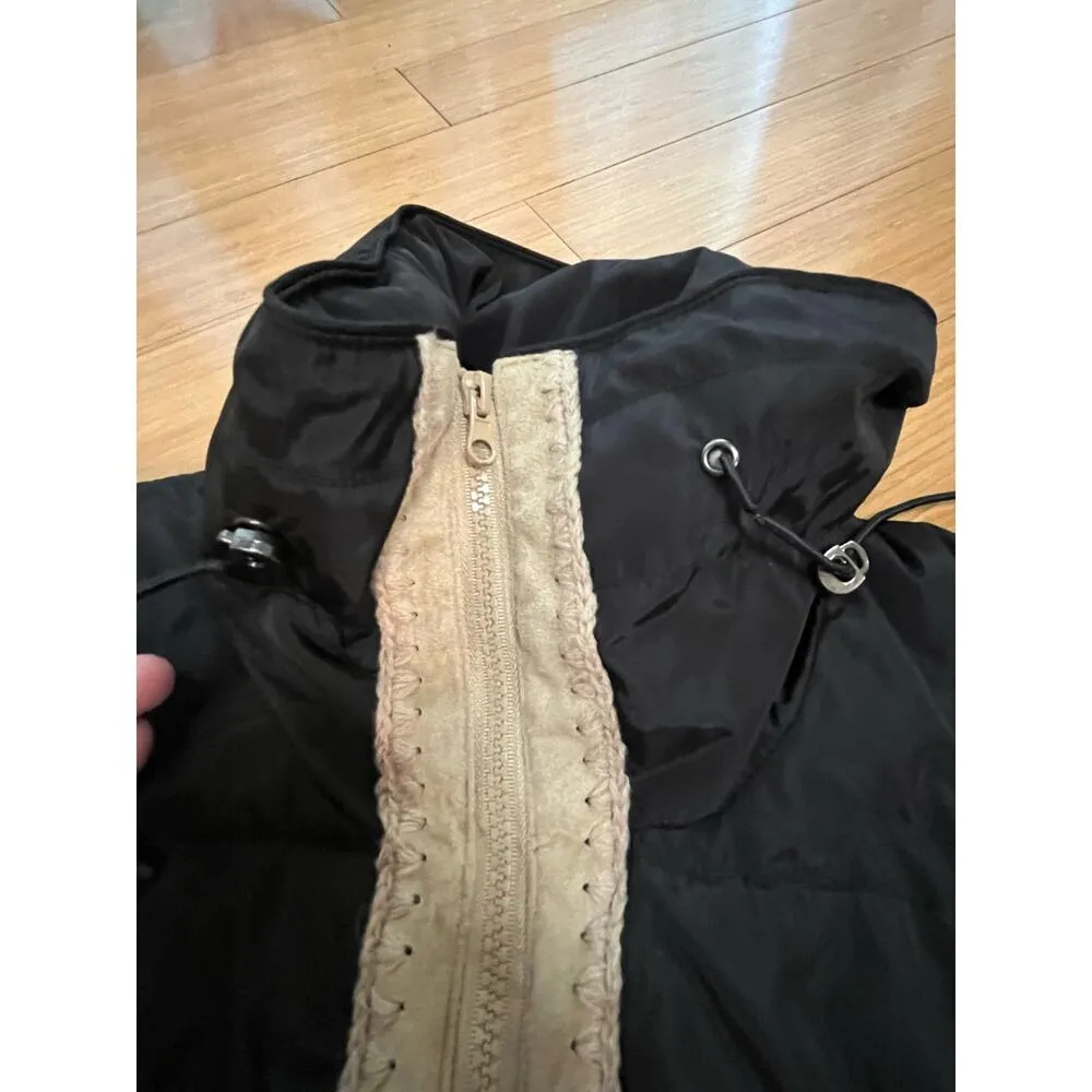 Montanaco Puffer Vest Knit Sweater Sleeves Transitional Hobbit Cottage Grandma Black Size L - Image 14