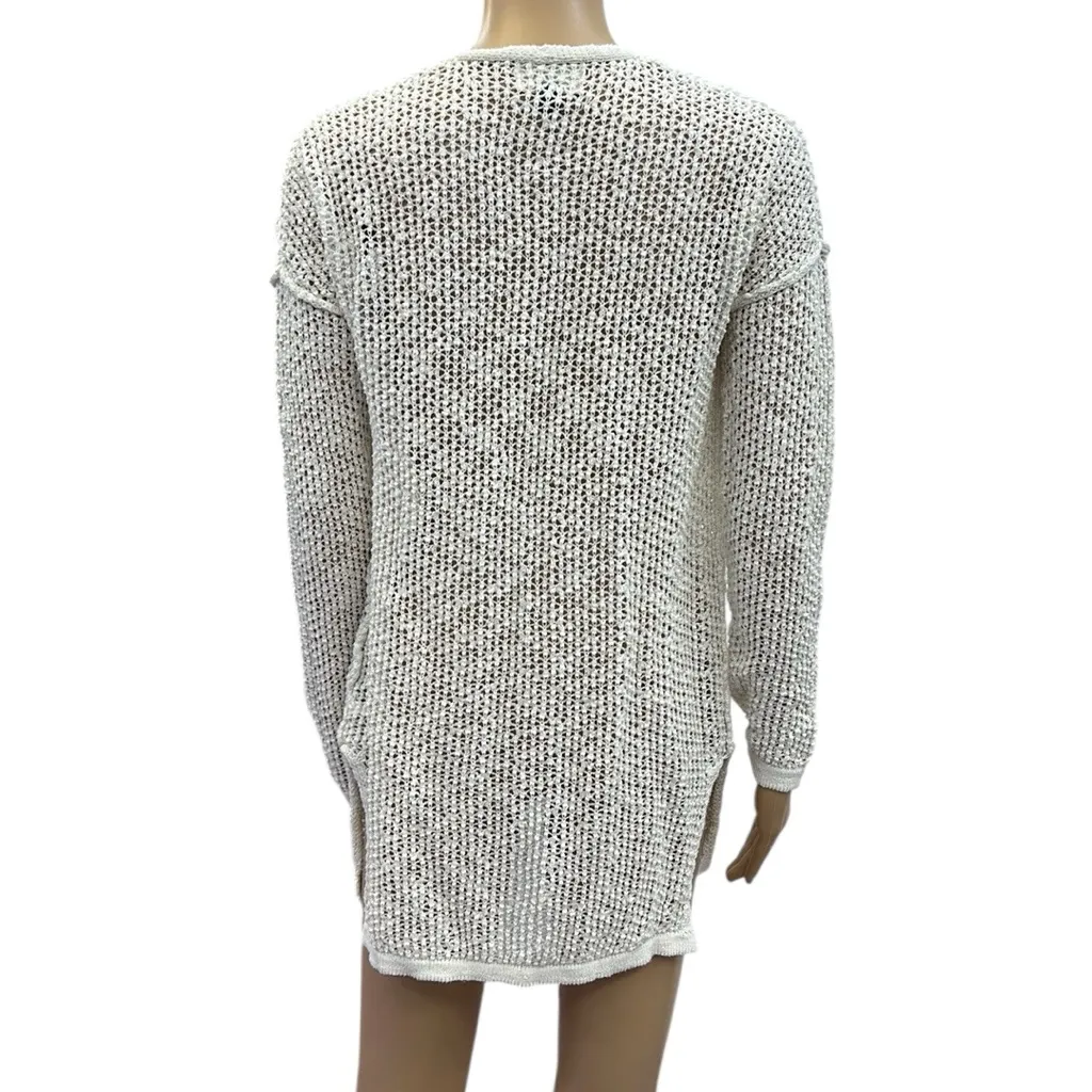 Universal Thread Cream Open Knit Slit Side Open Front Cardigan Womens Small - Image 5