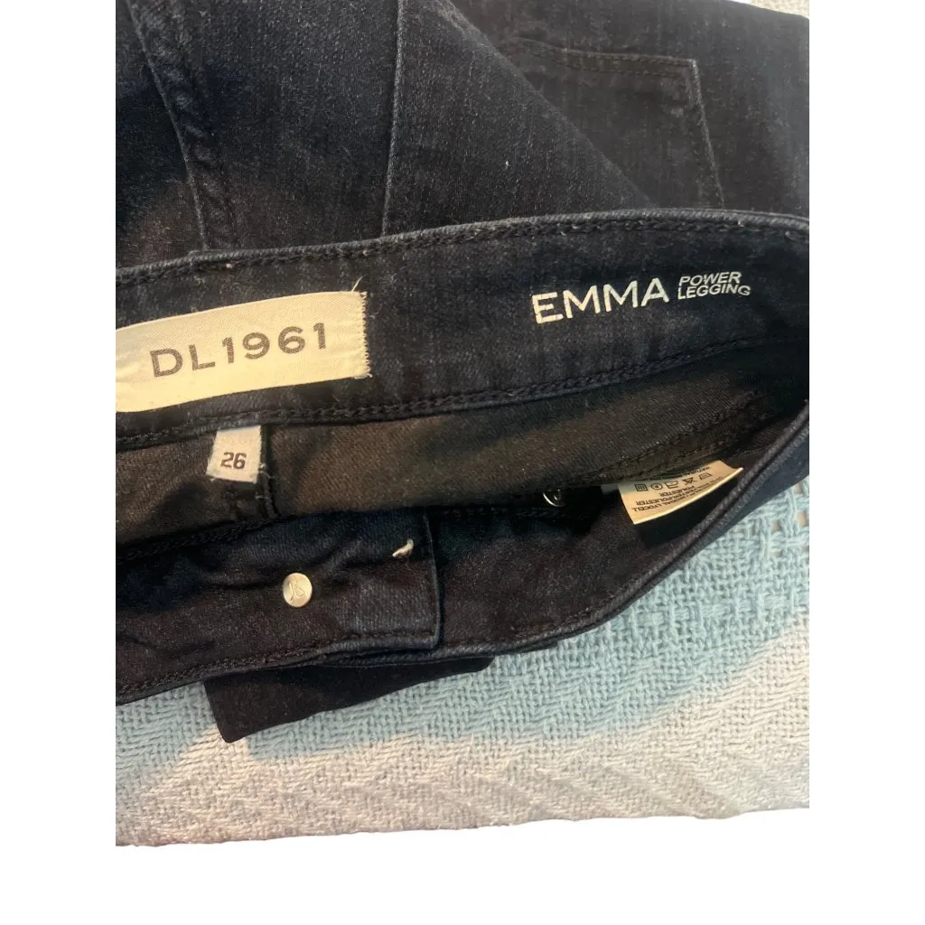 DL1961 Emma Power Legging Jeans Dark Blue 4 Way Stretch 360 Comfort Size 26 - Image 5