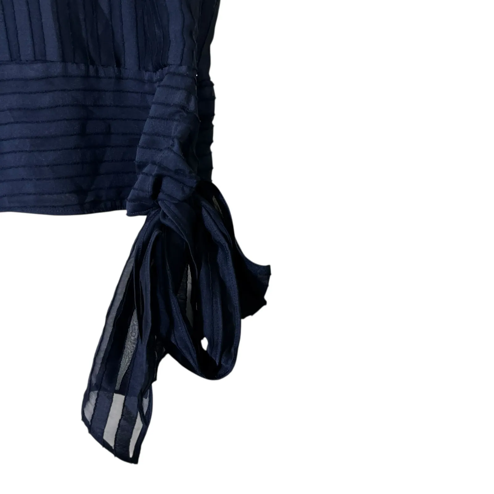 J. Crew 365 Striped Tie-Waist Long Sleeve Blouse Womens 4 Blue Career Old Money - Image 5