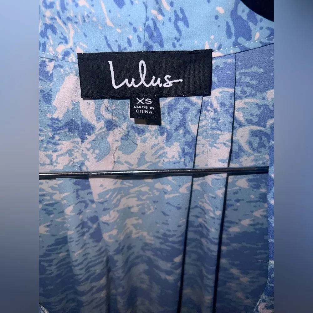 Lulu's Blue and White Maxi Dress with Slit size XS - Image 5