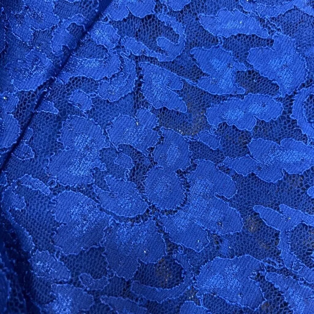 Speechless Dress Blue Floral Lace Cut Out Back Knee Length Juniors 13 - Image 9