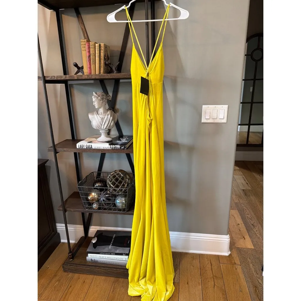 Norma Kamali Velvet Low Back Slip Mermaid Fishtail Gown YELLOW Buttermilk Womens - Image 11