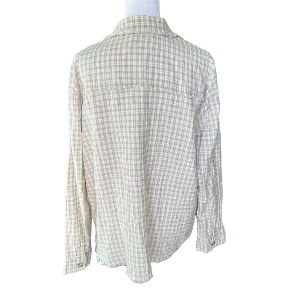 Sage The Label - NWT Villa Venture Fringe Plaid Cowgirl Shacket Button Down Sz L - Image 7