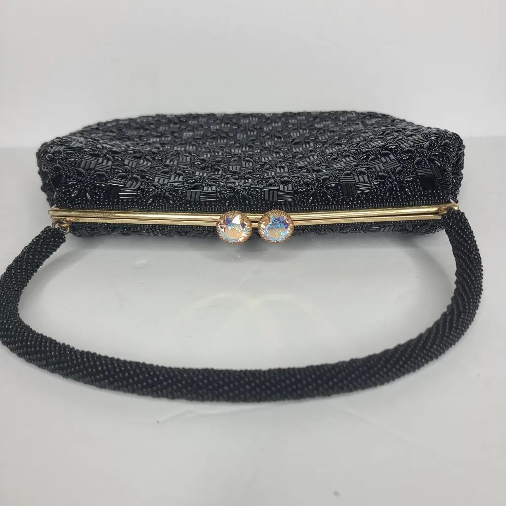 Source Unknown Black Beaded‎ Evening Bag - Image 3