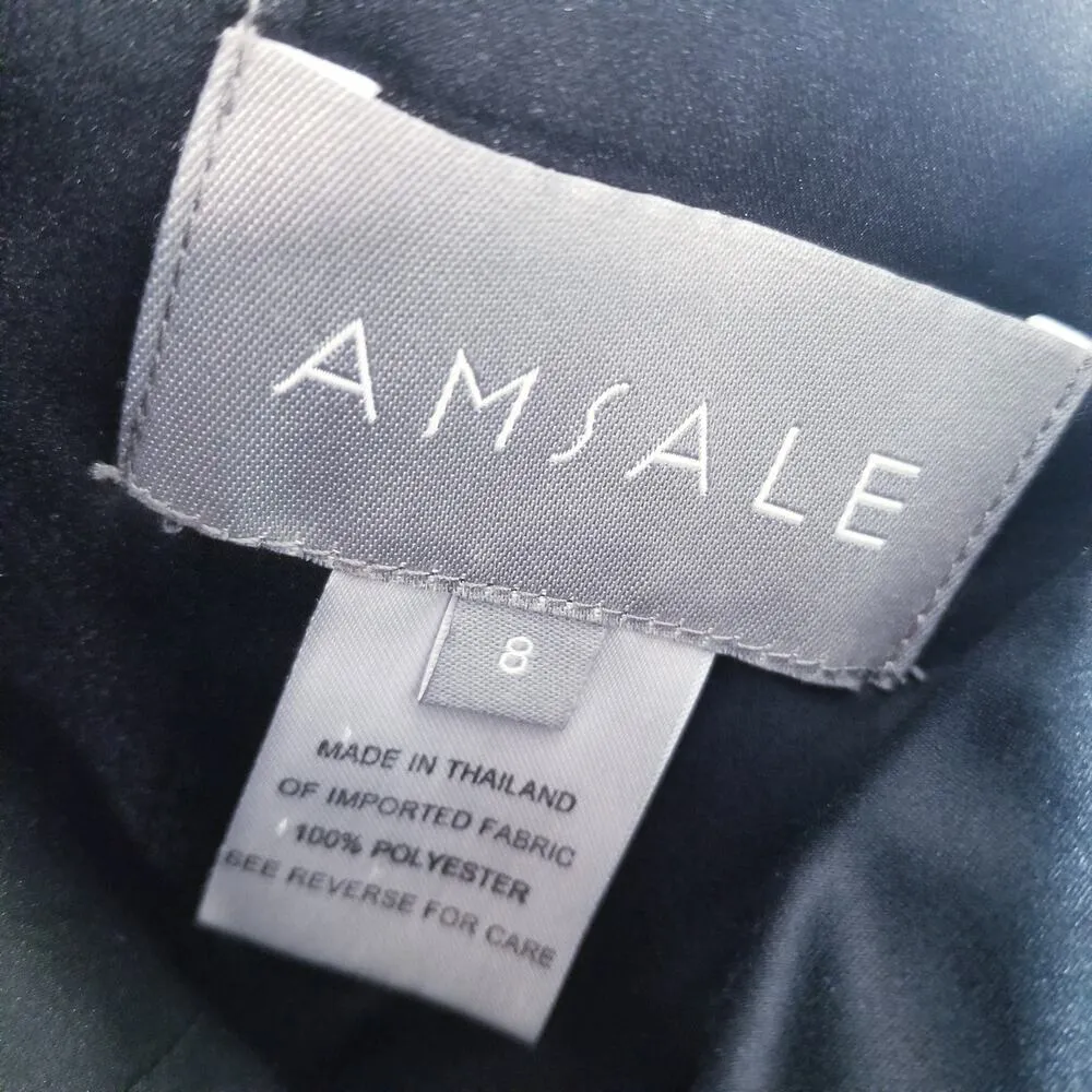 AMSALE Satin Peplum Strapless Long Gown Evening Dress Sweetheart Neckline Black Size 8 - Image 3