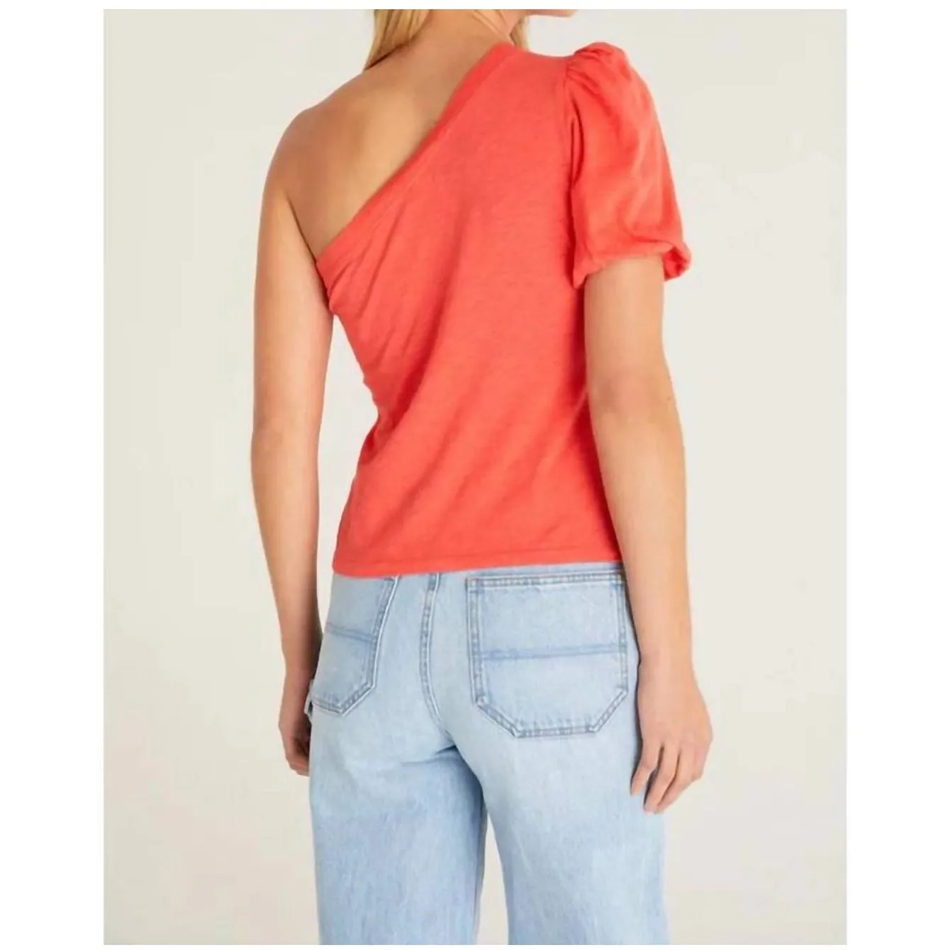 Z SUPPLY Penelope Size Large NWT One Shoulder Top Firecracker Cotton Classic - Image 3