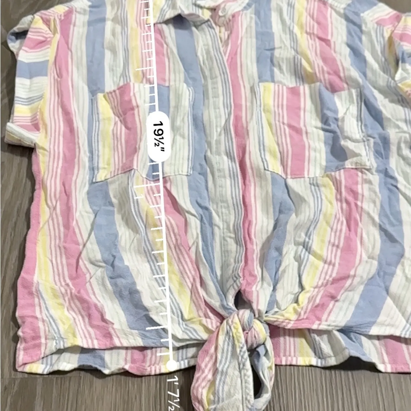 Bella Dahl Women's Cap Sleeve Tie-Up Front Striped Button Down Shirt Size S - Image 10