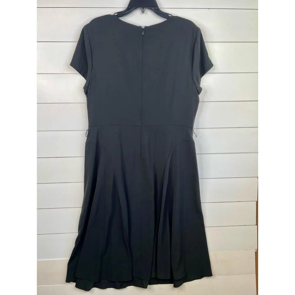 Lauren Ralph Lauren Black Short Sleeve Metal Plaque Keyhole Crew Neck Dress 16 - Image 3