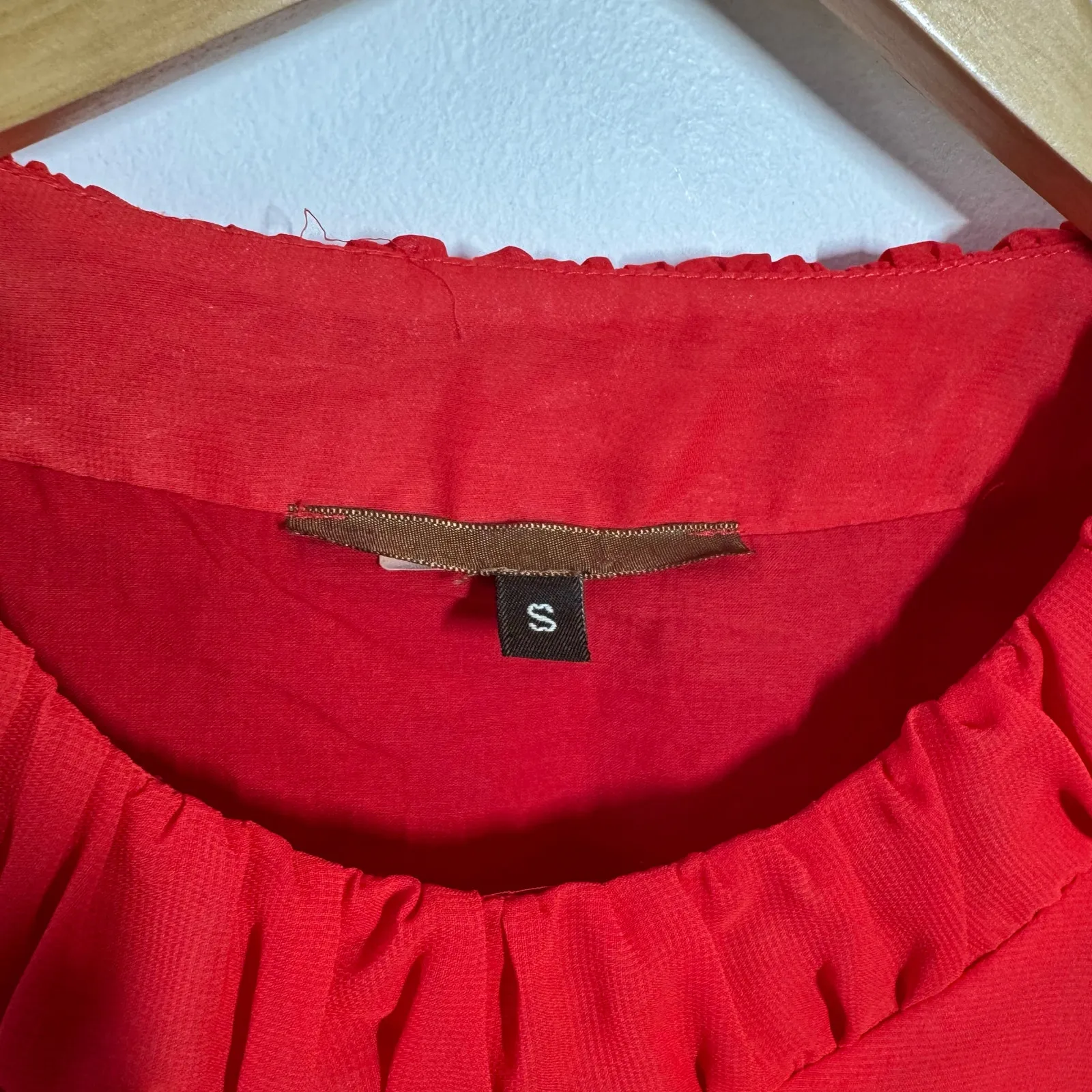 Collective Concepts Pleated Ruffle Sleeve Top Women S Red Romantic Quite Luxury - Image 4