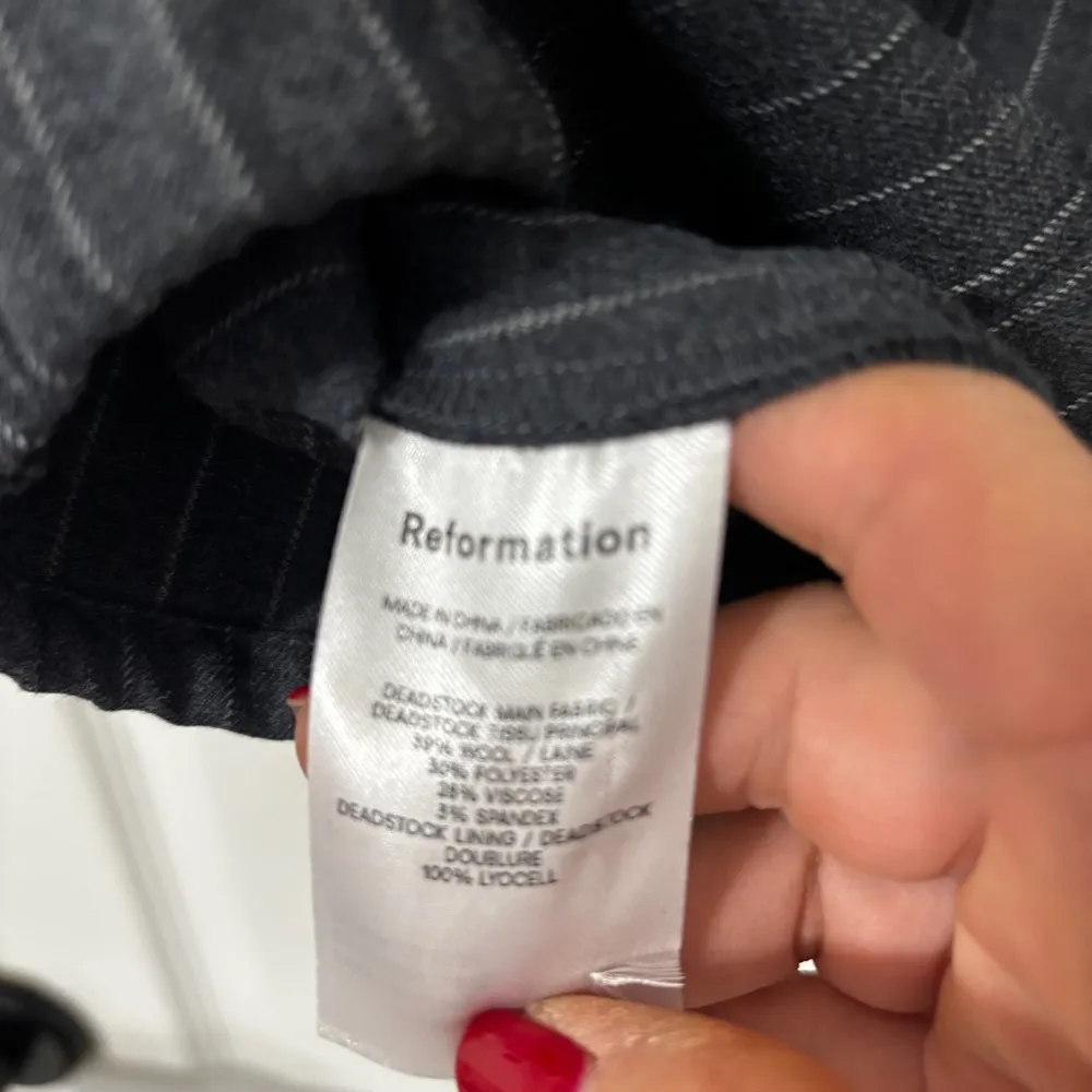 REFORMATION Booker Strapless Mini Dress Grey Pinstripe Size 6 - Image 6