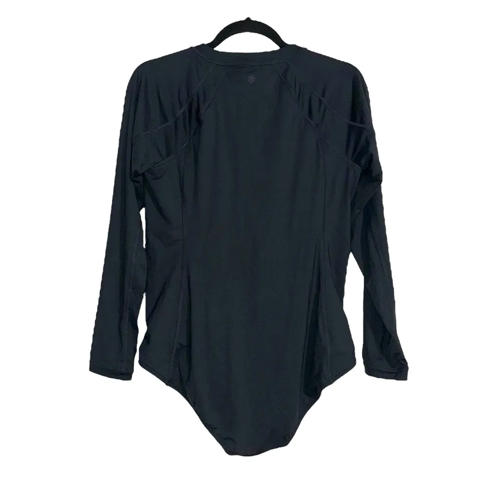 Athleta Sun Shield One Piece Long Sleeve Zip Up Black Rashguard LARGE - Image 3