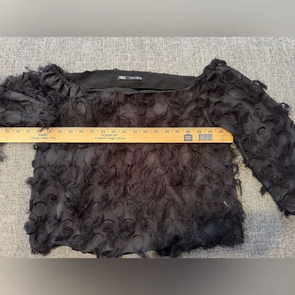 Zara black mini fringe blouse size S - Image 7