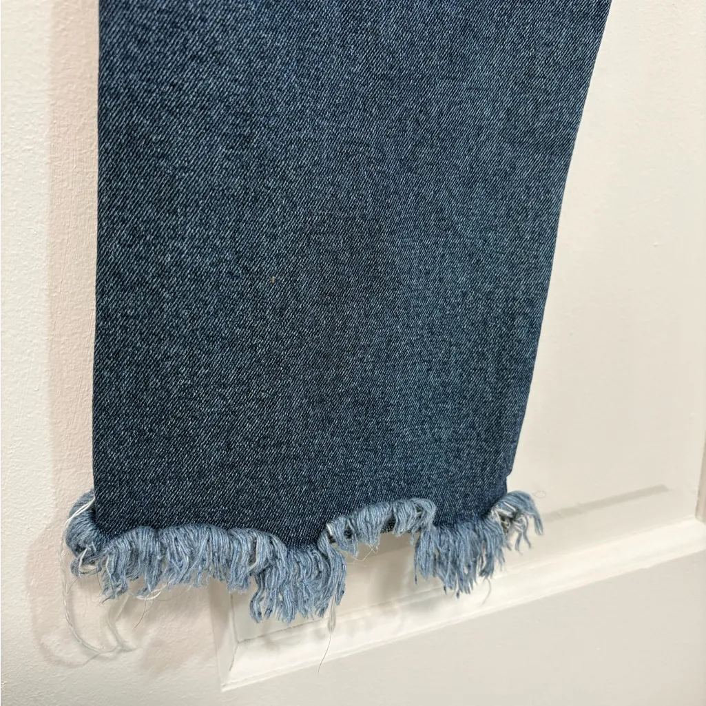 KanCan Distressed Jeans Cropped Double Frayed Hem Stretch Med Wash Preppy 3/25 Blue Size undefined - Image 6