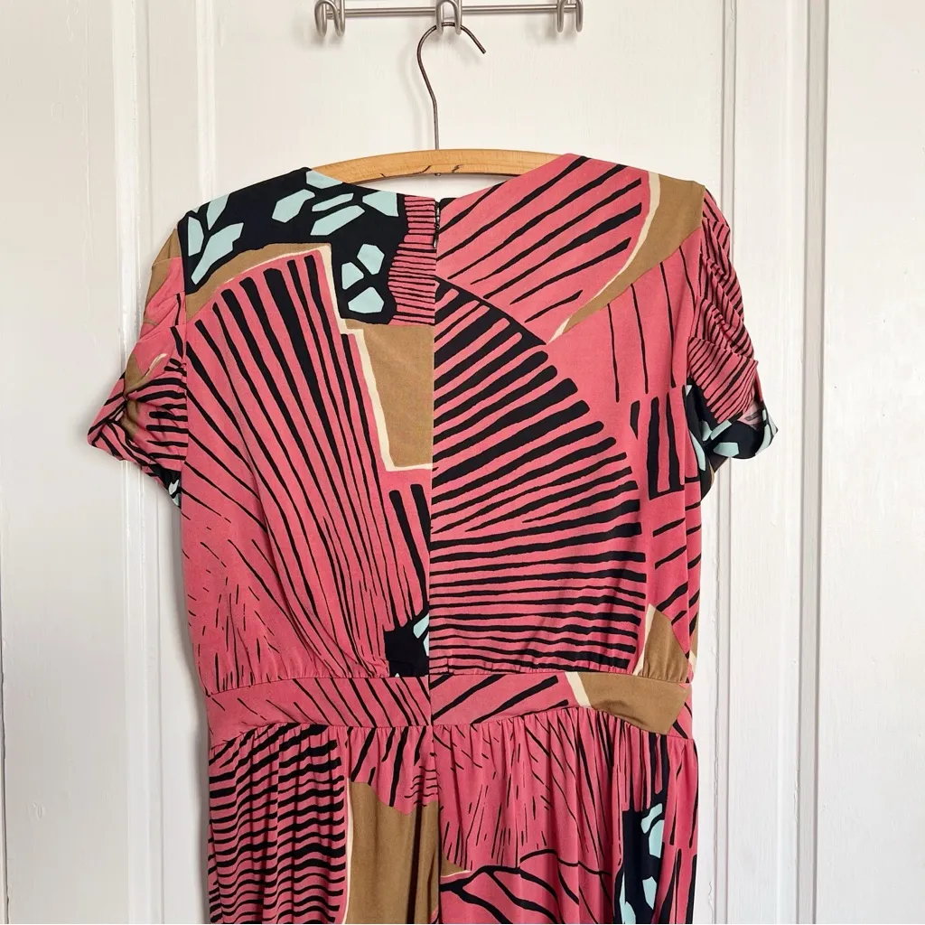 Tibi • Faux Wrap Jersey Dress red graphic tropical print draped knit cocktail - Image 14