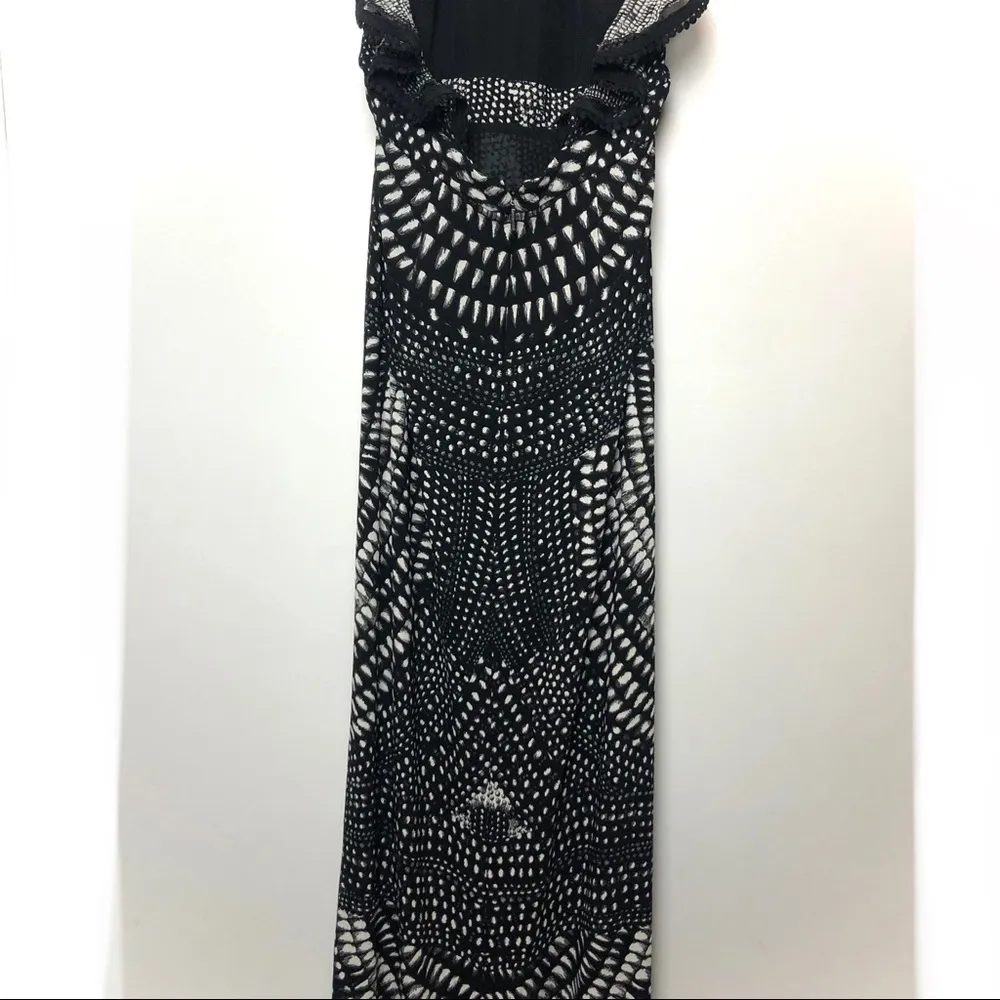 Roberto Cavalli Black & White Halter Maxi Dress with Slit - Image 9