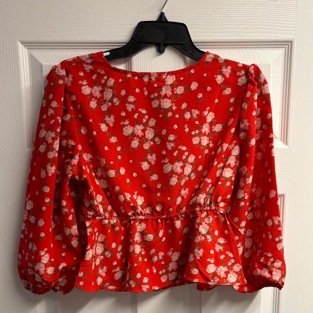 NWT SAGE The Label Floral V-Neck Blouse Size Large - Image 4