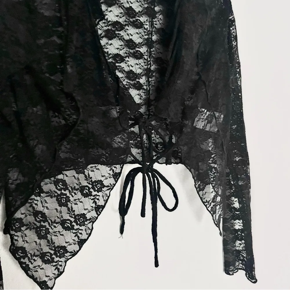 12th Tribe Constance Black Lace Tie Front Top - Image 3