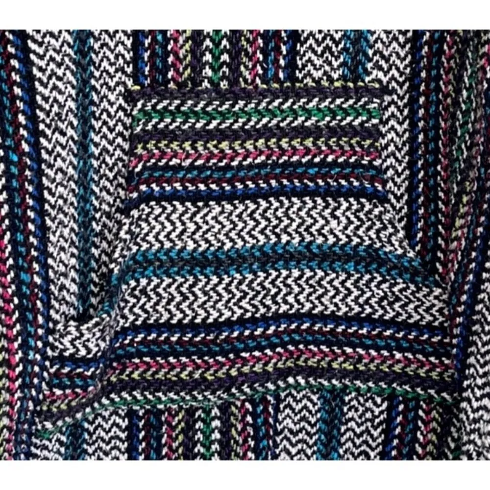 Vintage Y2K Baja Joe Drug Rug Beach Pull Over Hoodie Jacket Size M - Image 3