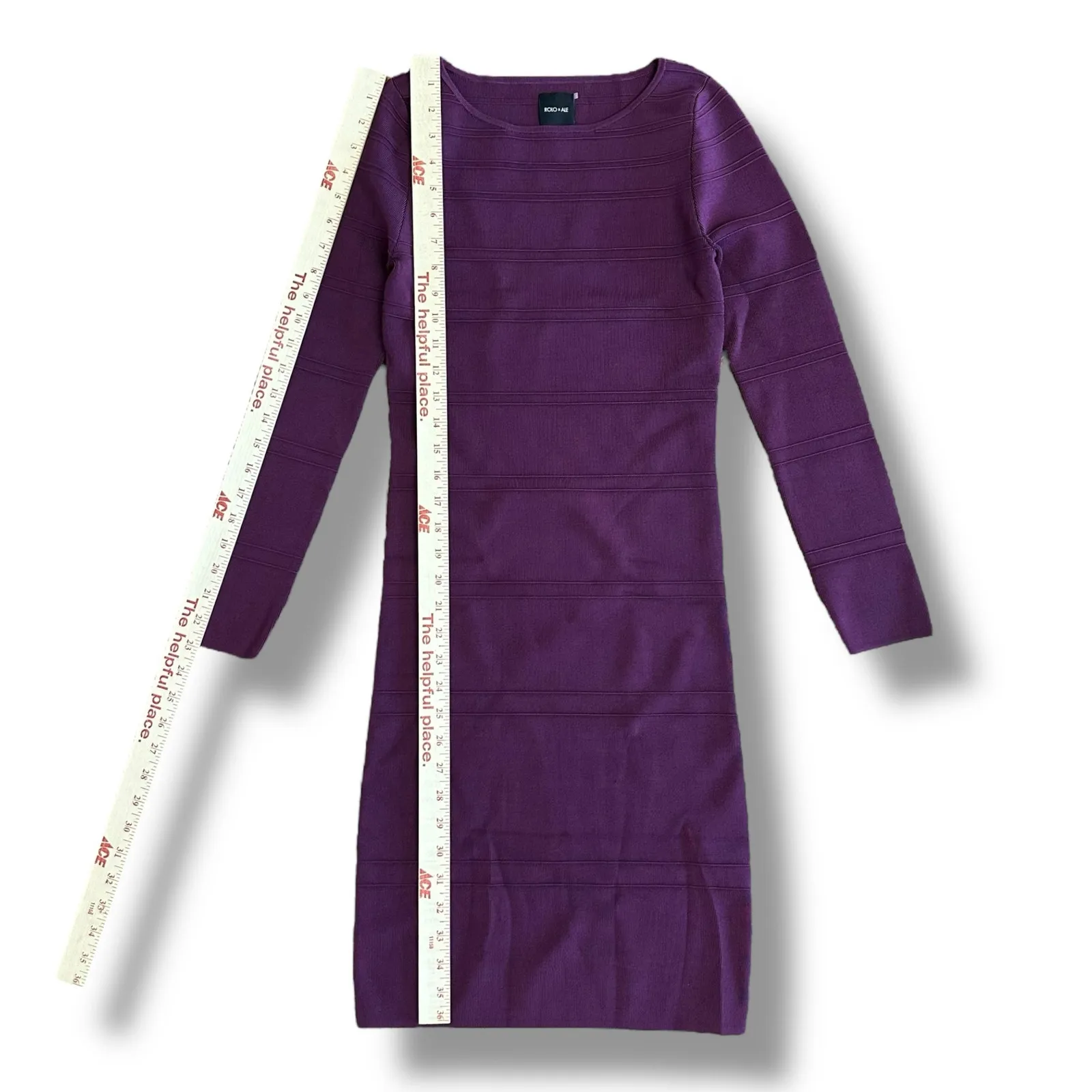 Rolo & Ale Plum‎ Bandage Bodycon Dress Women’s Small Long Sleeve Cocktail Party Red - Image 3