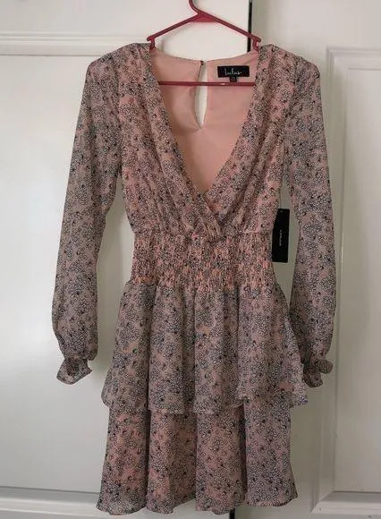Lulus pink floral tiered mini dress - Image 2