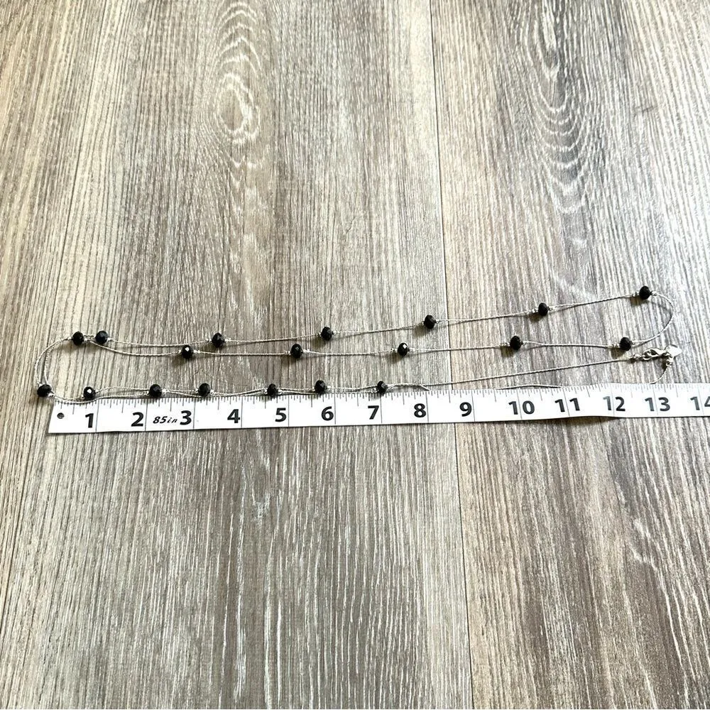 Alfani very long silver tone and black beaded necklace - Image 4