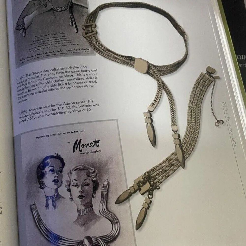 Women’s Gibson Series Signed Monet Necklace Chain / Bracelet Gold Tone Set - Image 3