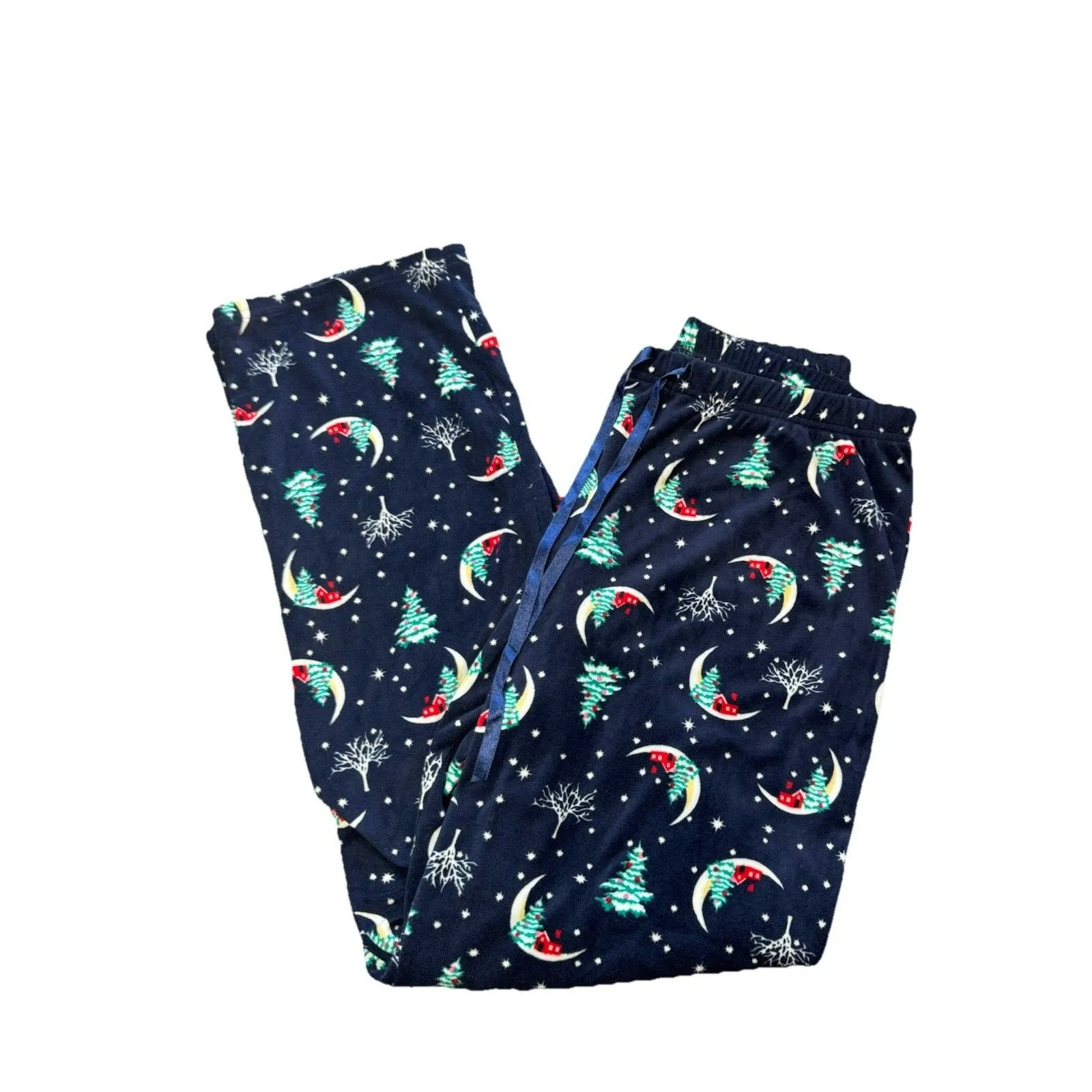 Croft & Barrow Pajama Set Size Small Navy Blue Holiday Velour Women’s Faux Fur - Image 9