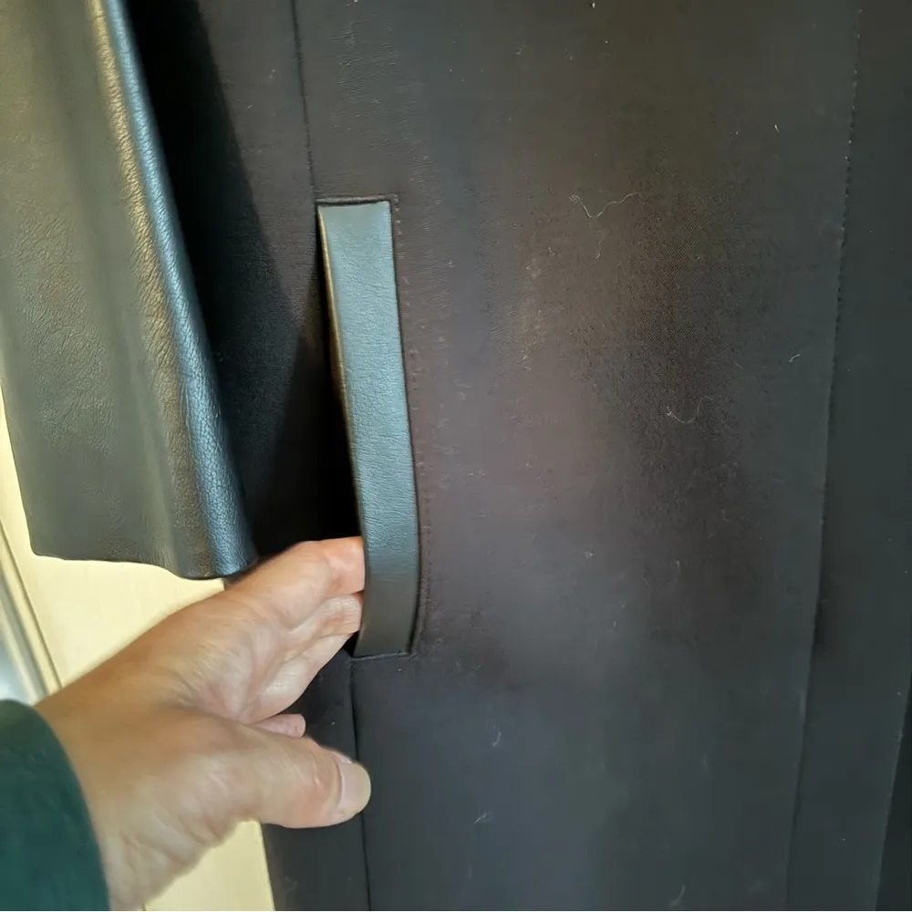 Ann Taylor Black Vegan Leather Jacket Size, Mid-Length, XS - generous fit - Image 2