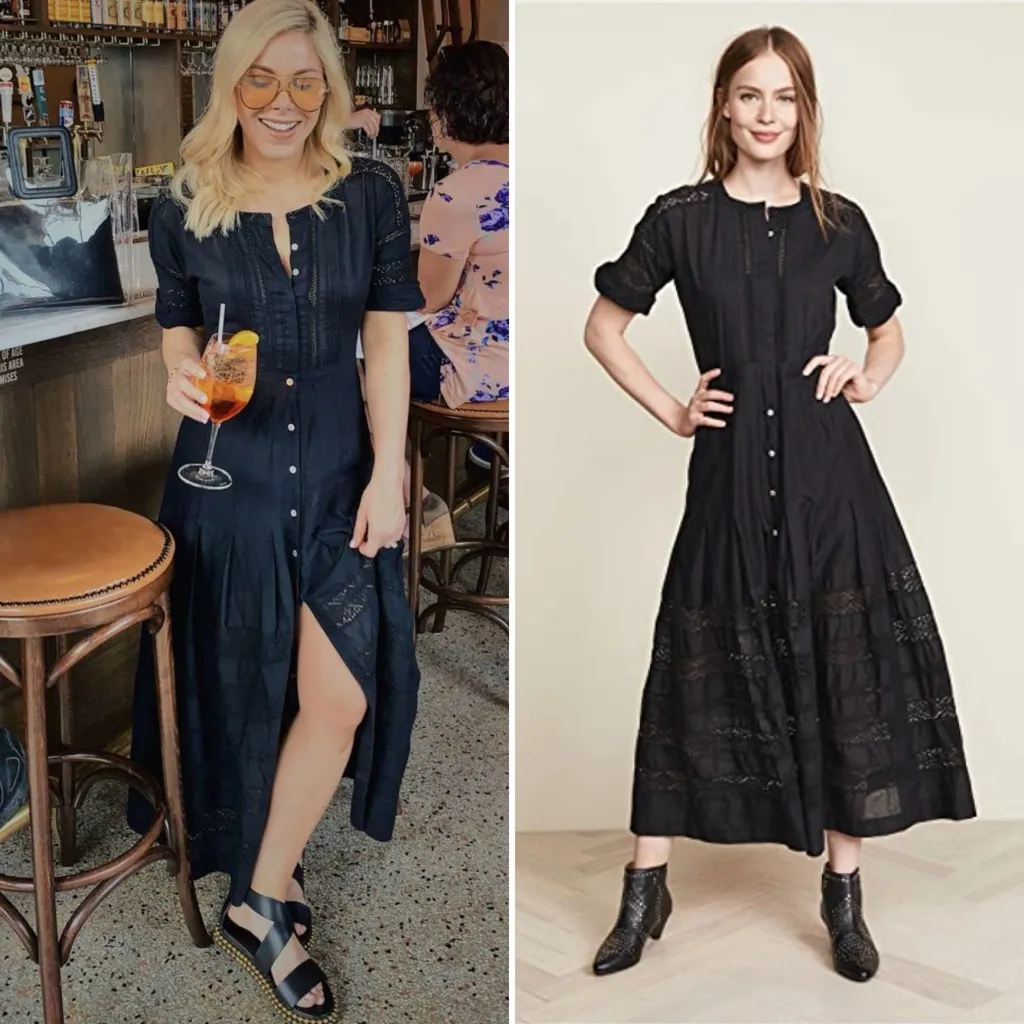 NWT LoveShackFancy
Edie Lace Short Sleeve Midi Shirt Dress in Black Size XS - Image 8