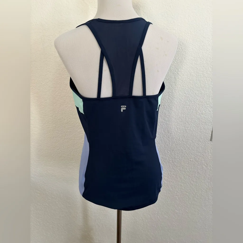 Fila Dark Blue and Light Blue Tank Top - Image 3