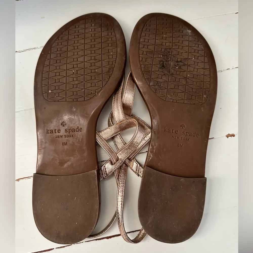 Kate spade rose gold T strap sandals 8 - Image 6