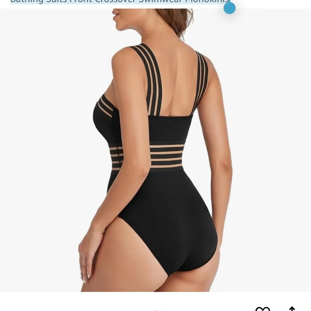 Hilor One Piece Swimsuits Slimming High Waisted Bathing Suits Front Crossover XL Black - Image 10