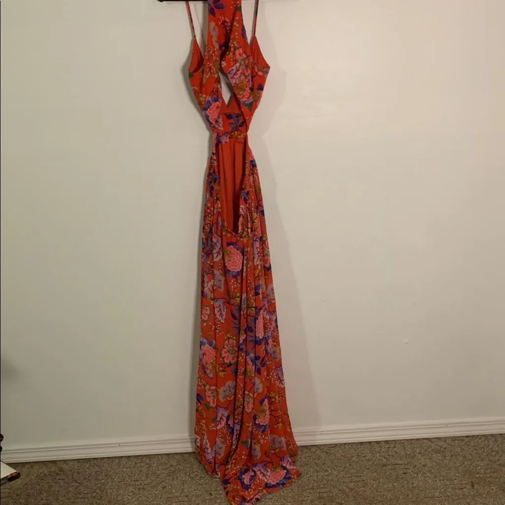 Express Red Floral Backless Dress - Image 6