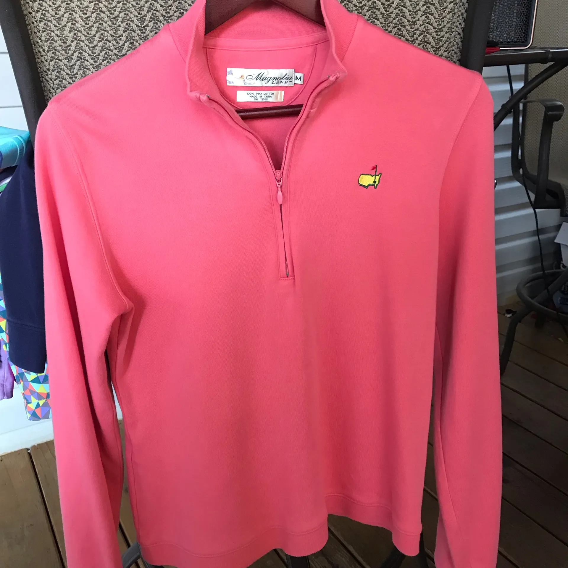 Masters 1/4 Golf Salmon Pink Zip Sweater Size M - Image 2