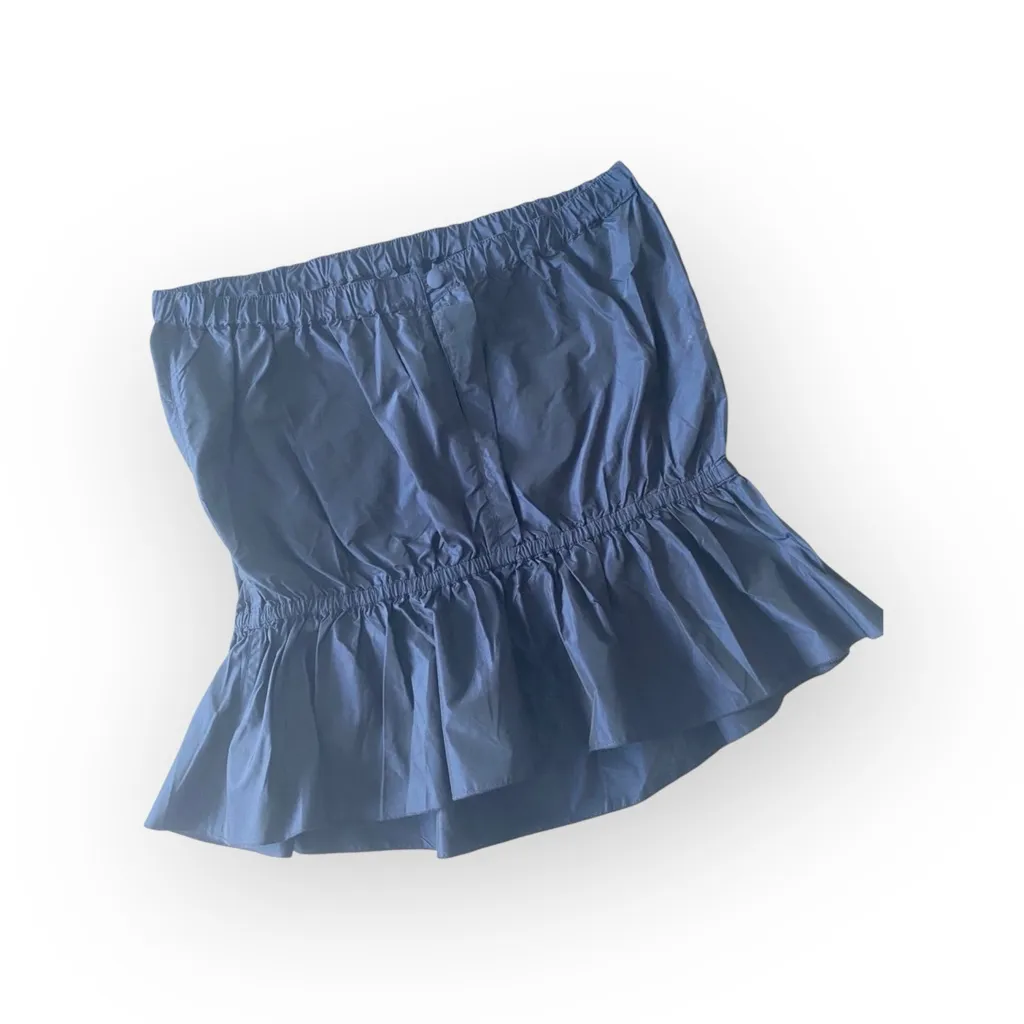 new 7 for All Mankind® ㋛ Shiny Taffeta Strapless Peplum Top  ㋛ Midnight Navy ㋛ L - Image 4