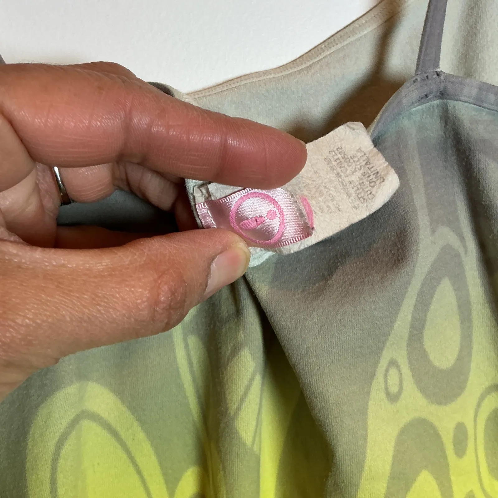 Y2K Graphic Heart Cami top Psychedelic Boho XS/S Yellow - Image 4