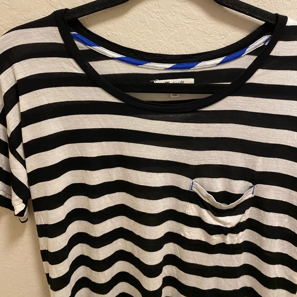 Madewell Black & White Striped Short Sleeve T-Shirt Size XS - Image 2