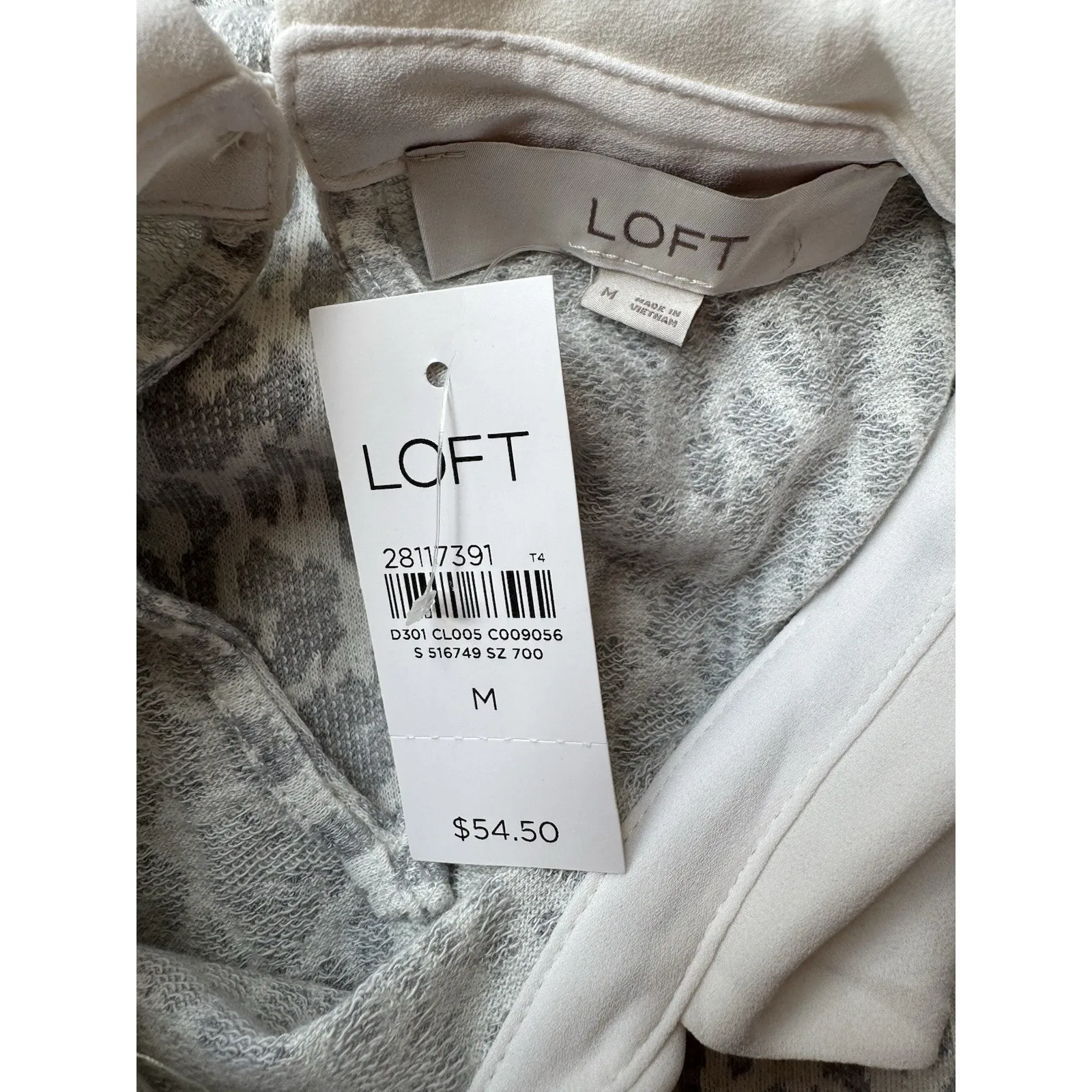 NWT Loft Light Gray Animal Print Collared Layered Blouse Women’s Size Medium - Image 6