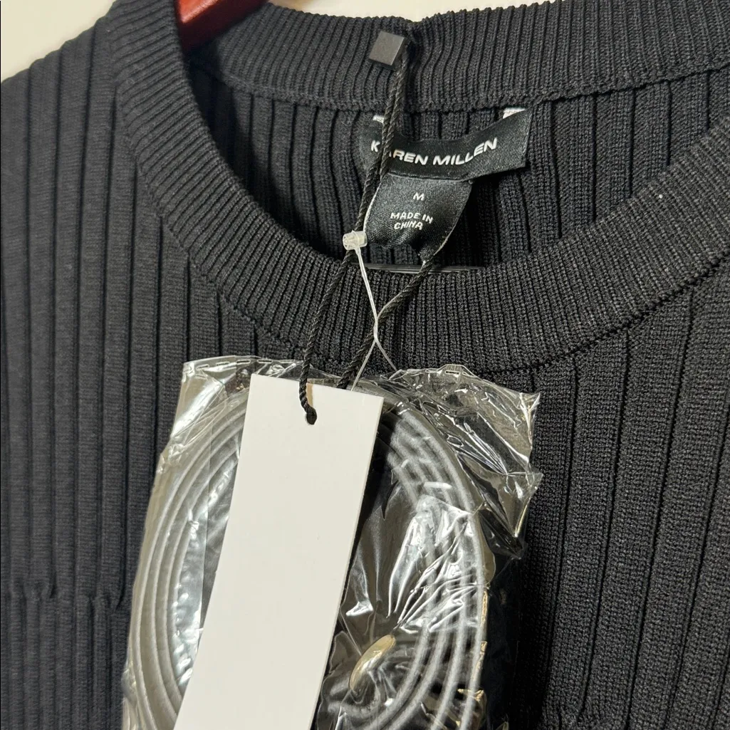 Karen Millen Black Long Sleeve Dress sz M - Image 4
