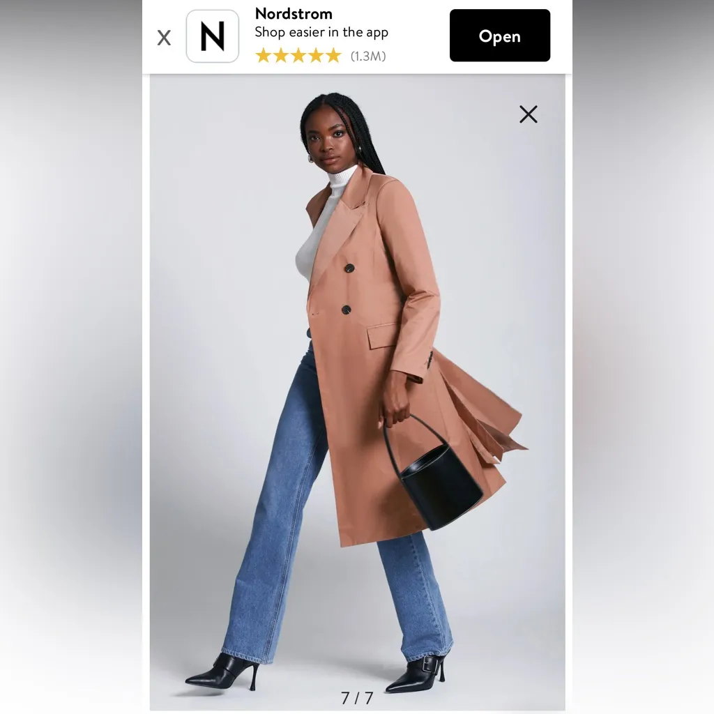 NWT Avec Les Filles Camel Double-Breasted Trench Coat With Belt Sz S (4-6) - Image 5