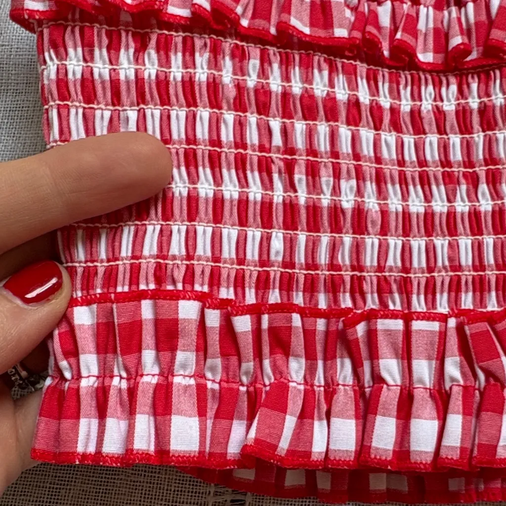 Colsie NWT Red and White Gingham Crop Top Size M - Image 7