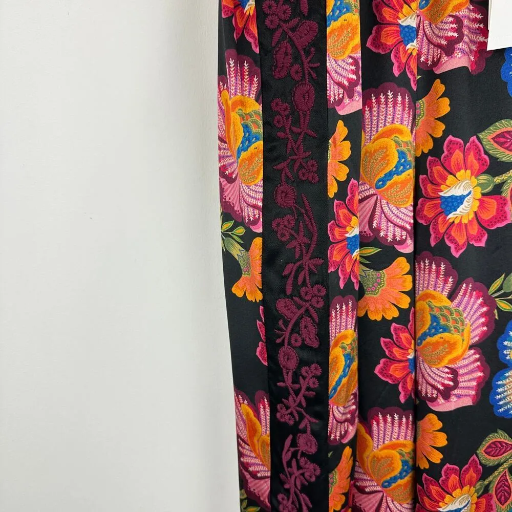 Johnny Was Sidonia Silk Lounge Pant Pull On Floral Embroidery Resort XXL NWT - Image 9