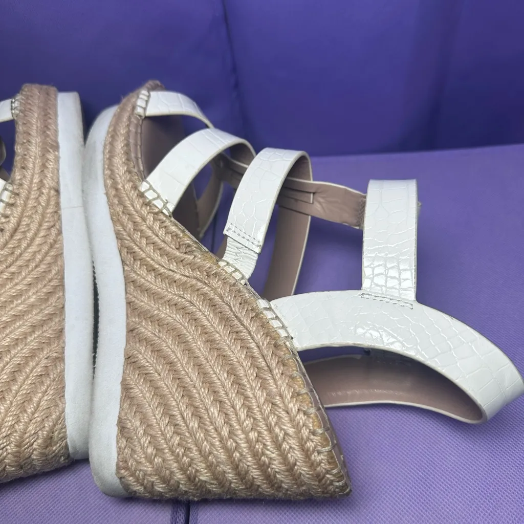 Charles by Charles David White Excess Croc Embossed Platform Wedges Heels 8.5M - Image 11